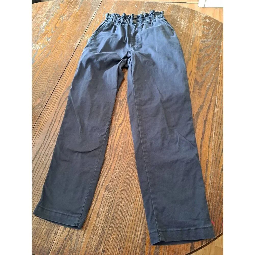 Size 0 Universal Thread Grey Paper Bag Ruffle Elastic Waist Double Button Pants
